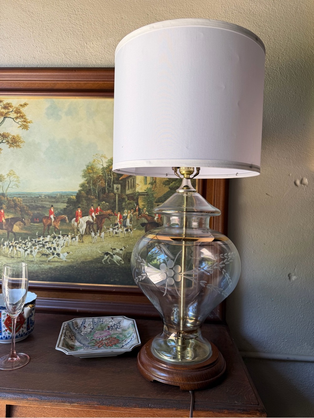 Chinoiserie Cut Glass Ginger Jar Table Lamp gold